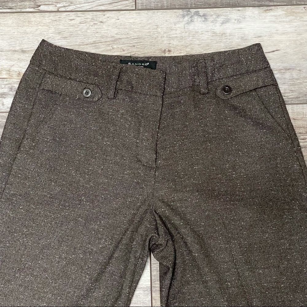 Sandro Sportswear Wide Leg Dress Pants Espresso Saddle Color Size 8 - Picture 2 of 11